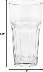 Restaurantware Otto 10 Ounce Beverage Glasses Set of 12 Paneled Drinking Glasses - Heavy Base Dishwasher-Safe Clear Glass Glassware Set Chip-Resistant For All Types Of Drinks