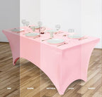Utopia Kitchen 6FT Spandex Tablecloth [1 Pack, Pink] 200 GSM Stretch, Fitted, Washable and Wrinkle Resistant Table Cloth Rectangle Cover for Trade Shows, Wedding, Parties [72Lx30Wx30H Inch]