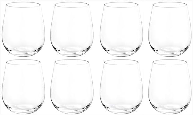 KOXIN-KARLU Classic 18-ounce Acrylic Stemless Wine Glasses, Unbreakable Mixed Drinkware Plastic Tumbler, set of 8 Clear