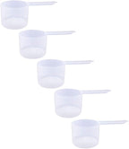 Plastic Measuring Scoop, 6 Tablespoon (90 cc | 3/8 Cup | 3 oz. | 90 mL) Long Handle Spoons for Powders, Granules, Coffee, Pet Food, Baking Supplies, Protein and Other Dry Goods, BPA Free (Set of 5)