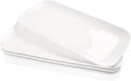 Serving Platters Set of 4, Rectangular Serving Plates, Serving Trays for Entertaining Party, Microwave,Oven,Dishwasher Safe,Kitchen Dinnerware, White 12.4 Inch