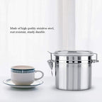 Stainless Steel Airtight Canister for Kitchen, Large Flour Coffee Bean Tea Cereal Sugar Cookie Metal Food Storage Canisters with Clear Lid and Sturdy Locking Clamp,tea tin co