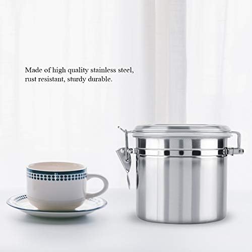 Stainless Steel Airtight Canister for Kitchen, Large Flour Coffee Bean Tea Cereal Sugar Cookie Metal Food Storage Canisters with Clear Lid and Sturdy Locking Clamp,tea tin co