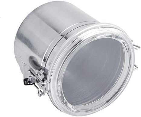 Stainless Steel Airtight Canister for Kitchen, Large Flour Coffee Bean Tea Cereal Sugar Cookie Metal Food Storage Canisters with Clear Lid and Sturdy Locking Clamp,tea tin co