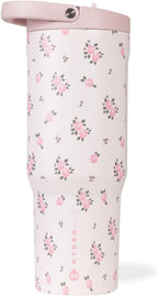 HydroJug Sport - Stainless Steel Tumbler with Straw, Vacuum Insulated, 32oz Leakproof Water Bottle, Ergonomic Design, Reusable, Dishwasher Safe, Rubber Base, Durable for Gym or Outdoors, Wildrose