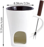 Multi Functional Ceramic Fondue Mug, Tealight Heated Chocolate & Cheese Fondue Set for Dipping, Ideal for Romantic Nights (Beige)