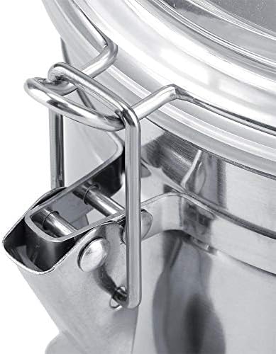 Glass Kitchen Storage Canister Mason Jars with Lids, 5inch Airtight Glass Canister with Hinged Lid， for Kitchen Canning Cereal,Pasta,Sugar,Beans
