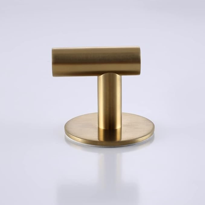 Self Adhesive Hooks 304 Stainless Steel Heavy Duty Hangers Without Nails for Bathrooms Kitchen Livingroom Garage Hotel Towel Hook-2 Pack (Gold)