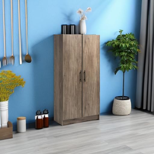 Prepac Elite Tall Garage Storage Cabinet & Pantry Storage Cupboard, 2-Door Freestanding Bathroom or Pantry Cabinet with Adjustable Shelves, 16" D x 32" W x 65" H, Drifted Gray