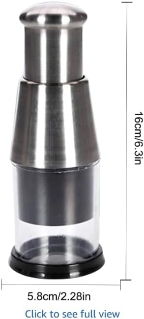 Stainless Steel Garlic Press Mincer with Comfortable Grip, Built-in Spring, 6.3 Inch Height, Clear Collection Cup