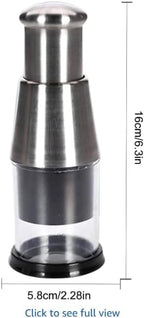 Stainless Steel Garlic Press Mincer with Comfortable Grip, Built-in Spring, 6.3 Inch Height, Clear Collection Cup