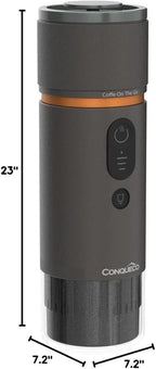 CONQUECO Portable Espresso Machine Travel: 12v Car Coffee Maker for Camping - Small Electric - 2.5 Mins Heating - 8 Cups Espresso for One Charge