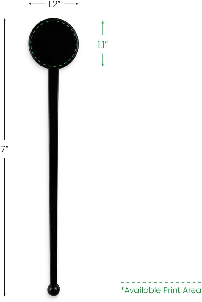 7" Custom Black Plastic Drink Stirrers – Personalized Swizzle Sticks – Ideal for Cocktails, Coffee, and Events – Great for Bars, Restaurants, and Parties – 50 Pack