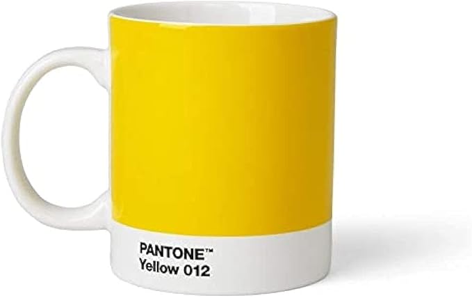Pantone by Copenhagen Design - Large ceramic coffee mug with handle - Colorful Porcelain coffee mug/cup, 12 oz Yellow 012