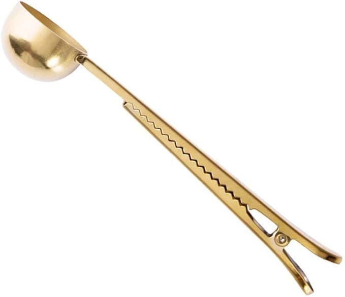 Stainless Steel Coffee and Tea Scoop with Bag Clip，Great for Measuring Coffee, Tea，Protein Powder, Instant Drinks and More, 2Pcs Perfect coffee spoon