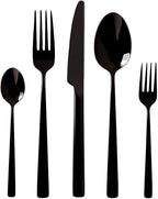 Oxford Silverware Set, 30 Piece Forged Flatware Stainless Steel, Service for 6, for Kitchen, Home, Wedding, Party, Mirror Polished Dishwasher Safe (Black Matte)