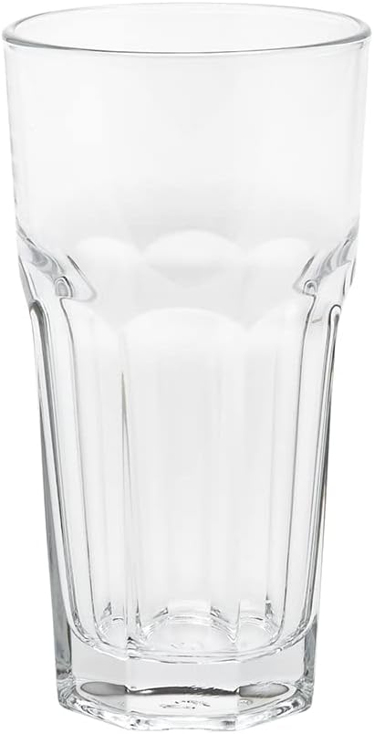 Restaurantware Otto 10 Ounce Beverage Glasses Set of 12 Paneled Drinking Glasses - Heavy Base Dishwasher-Safe Clear Glass Glassware Set Chip-Resistant For All Types Of Drinks