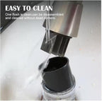 Stainless Steel Garlic Press Mincer with Comfortable Grip, Built-in Spring, 6.3 Inch Height, Clear Collection Cup