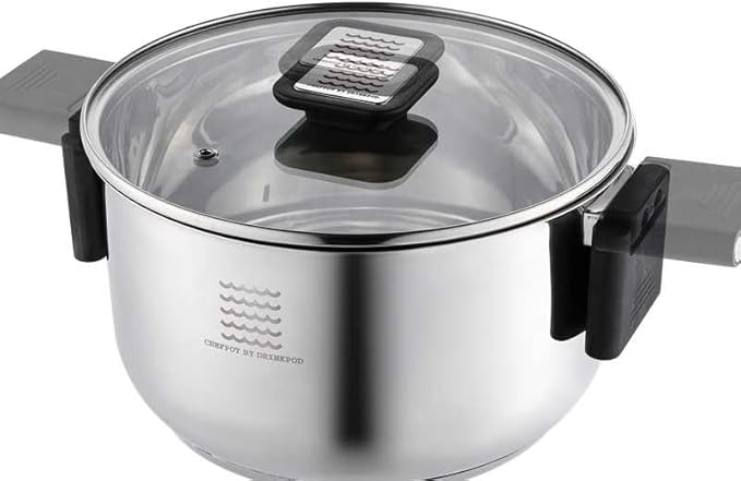 ChefTop Stainless Steel 3-in-1 Pot with Glass Lid, Space Saving Pot, Three sizes: 8", 9", and 11" with matching glass lids