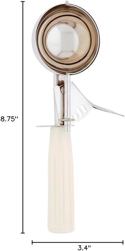 Restaurantware-Met Lux 3.75 Ounce Portion Scoop, 1 Trigger Release Cookie Scoop - With Ivory Handle, Stainless Steel Disher, For Portion Control, Scoop Cookie Dough, Cupcake Batter, Or Ice Cream