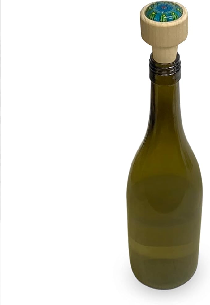 Leakproof Wine Stopper – Unique gift for Dinner Host, Wine Lover, or Housewarming – a versatile wine accessory, use for Wine or Champagne – keeps wine fresher (Green & Blue)