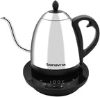 Bonavita Cosmopolitan 1.0L Gooseneck Electric Kettle, Stainless Steel Water Boiler for Coffee Brew and Tea Precise Pour Control, 6 Preset Temps, Glass Touch Panel, 1200W Fast Boil, Mirror Polished