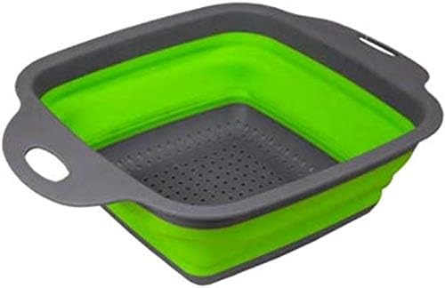Space Saving Collapsible Silicone Kitchen Colander Food Strainer (Red)