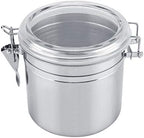 Stainless Steel Airtight Canister for Kitchen, Large Flour Coffee Bean Tea Cereal Sugar Cookie Metal Food Storage Canisters with Clear Lid and Sturdy Locking Clamp,tea tin co