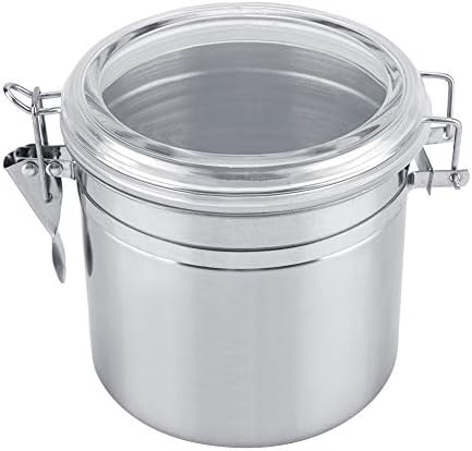 Stainless Steel Airtight Canister for Kitchen, Large Flour Coffee Bean Tea Cereal Sugar Cookie Metal Food Storage Canisters with Clear Lid and Sturdy Locking Clamp,tea tin co