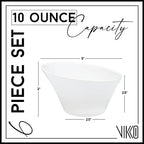 Vikko White Soup Bowls, Set of 6 Ceramic White Bowls, 10 Ounce, Elegant Shape Versatile Salad, Soup Bowl or Dessert Bowl, Dishwasher Safe