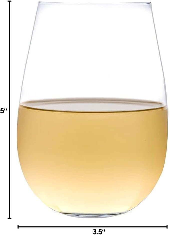 Voted New York Times Best Stemless Glass 2017, Elegant, Thin, European-Made,100% Lead-Free Crystalline Stemless Wine Glasses, Set of 6, 17 Fl Oz, Perfect for Sprits, Cocktails, Water, and Smoothies