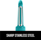 GORILLA GRIP Patented BPA-Free Sharp Stainless Steel Swivel Vegetable Peeler, Comfortable Handle Potato Peelers, Smooth Peeling, Peel Carrots Apple, Includes Blade Cover, Kitchen Tool, Turquoise