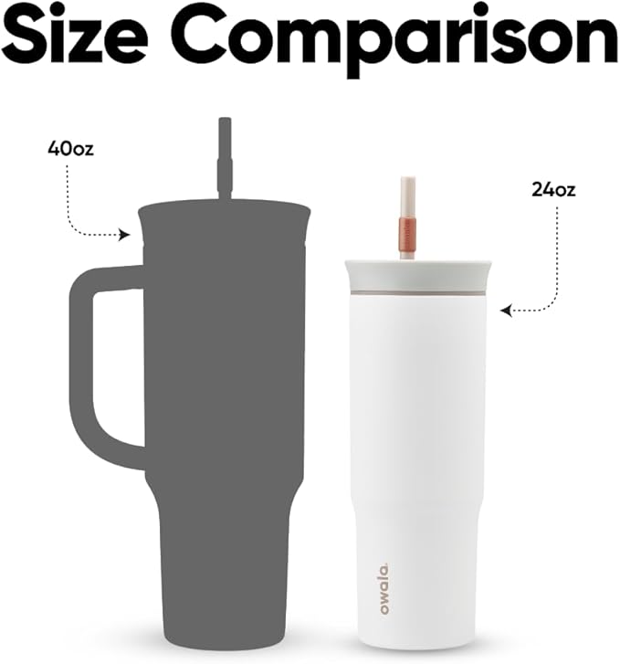 Owala Stainless Steel Triple Layer Insulated Travel Tumbler with Spill Resistant Lid and Straw, BPA Free, 24 oz, Grey/White (Iced Tea)