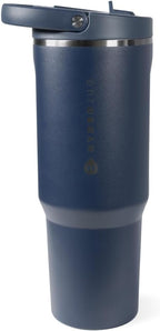 HydroJug Sport - Stainless Steel Tumbler with Straw, Vacuum Insulated, 32oz Leakproof Water Bottle, Ergonomic Design, Reusable, Dishwasher Safe, Rubber Base, Durable for Gym or Outdoors, Midnight