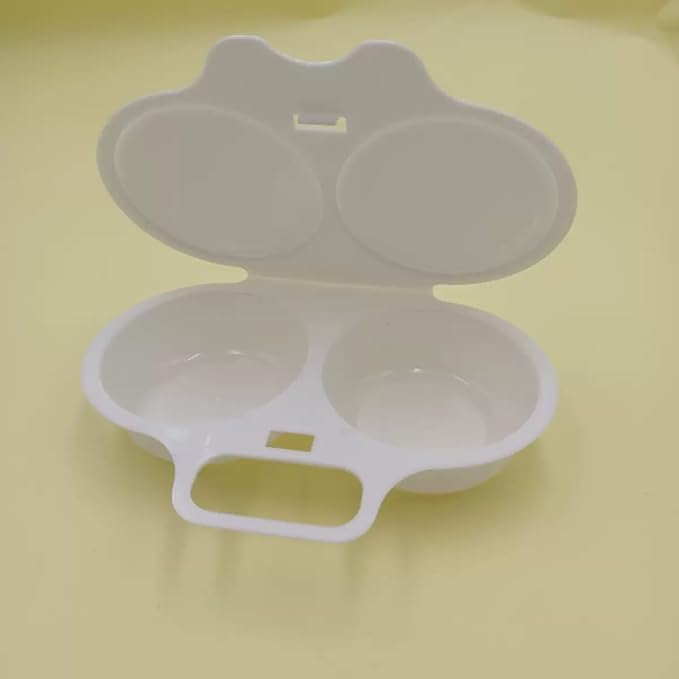 1pc white Egg Poacher, Microwave Boiler Poacher, 2 Cavity Nonstick Double Drain Poached Egg Maker Cups With Lid