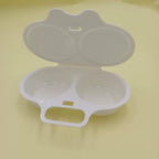 1pc white Egg Poacher, Microwave Boiler Poacher, 2 Cavity Nonstick Double Drain Poached Egg Maker Cups With Lid