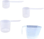 Plastic Measuring Scoops, (1/4 Cup, 1/3 Cup, 1/2 Cup, 1 Cup) Long Handle Spoons for Powders and Granules, Coffee, Pet Food, Grains, Protein, Spices and Other Dry Goods, BPA Free (Pack of 4)
