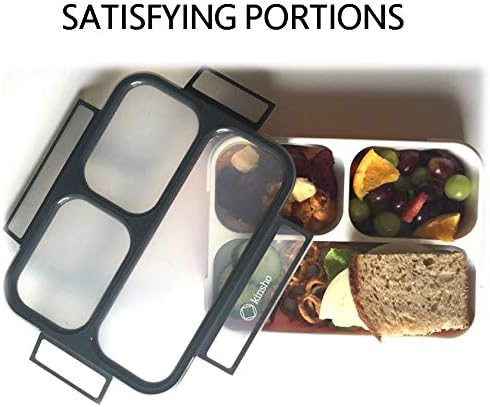 Bento Box with Insulated Lunch Bag and Ice Pack for Kids Container for Adults Snacks and Lunches. 3 Compartments, Leak-Resistant Portion Boxes Japanese Style for School or Work, Black with Red Trim