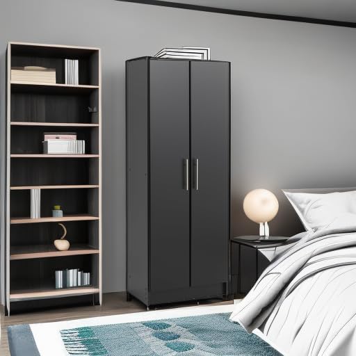 Prepac Elite 24" Storage Cabinet, Black Storage Cabinet, Bathroom Cabinet, Pantry Cabinet with 3 Shelves 16" D x 24" W x 65" H, BES-2464