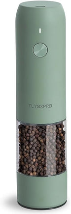 Electric Salt and Pepper Grinder, USB Rechargeable, Automatic Salt and Pepper Shaker, Adjustable Coarseness, Electric Pepper Mill, LED Light, Refillable, Kitchen Gadgets (Sage)