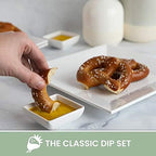 [6 x 4 Pack] 10" x 10" White Square Melamine Plates, Unbreakable Elegant Dinnerware Set With Sauce Dish