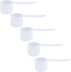 Plastic Measuring Scoop, (50 cc | 10 tsp | 3.33 Tbsp | 50 mL) Long Handle Spoons for Powders, Granules, Coffee, Pet Food, Baking Supplies, Protein and Other Dry Goods, BPA Free (Set of 5)