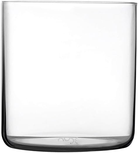 NUDE Whiskey Glasses Set of 4 DOF – 13.25 oz Premium Lead-Free Crystal Old Fashioned Rocks Glasses for Whisky, Scotch & Bourbon – Subtle Curved Base, Dishwasher Safe Barware