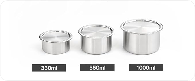 CaKE 3PCS Stainless Steel Food Storage Containers Set With Lids Canister Kitchen Appliances Dishwasher Safe Premium South Korea