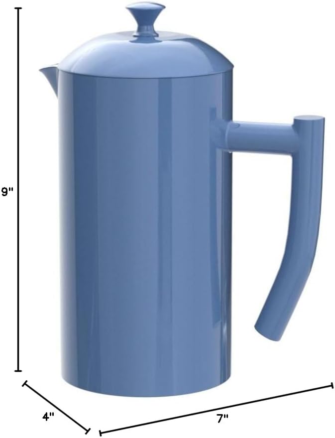 Frieling Double-Walled Stainless Steel French Press Coffee Maker, Navy, 34 fl oz.