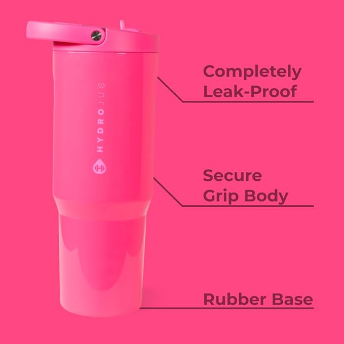 HydroJug Sport - Stainless Steel Tumbler with Straw, Vacuum Insulated, 40oz Leakproof Water Bottle, Ergonomic Design, Reusable, Dishwasher Safe, Rubber Base, Durable for Gym or Outdoors, Flare