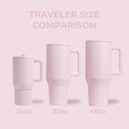 HydroJug Traveler - 40 oz Water Bottle with Handle & Flip Straw - Fits in Cup Holder, Leak Resistant Tumbler-Reusable Insulated Stainless Steel & Rubber Base - Gifts for Women & Men, Pink Sand