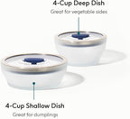 Anyday 4-Pc Microwave Cookware & Glass Food Storage Set with Glass Lids | Medium Plastic-Free Containers | Stackable Steamer with Vented Lid for Microwave-Safe Reheating & Steaming Vegetables, Rice