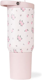 HydroJug Sport - Stainless Steel Tumbler with Straw, Vacuum Insulated, 20oz Leakproof Water Bottle, Ergonomic Design, Reusable, Dishwasher Safe, Rubber Base, Durable for Gym or Outdoors, Wildrose