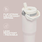 Stanley IceFlow Flip Straw Tumbler with Handle 20 oz | Twist On Lid and Flip Up Straw | Leak Resistant Water Bottle | Insulated Stainless Steel |BPA-Free | Ash